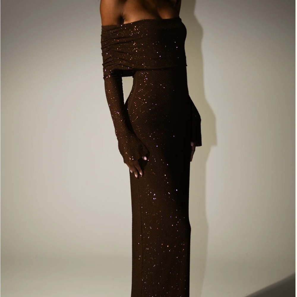 Meshki Marcel brown sequin maxi dress